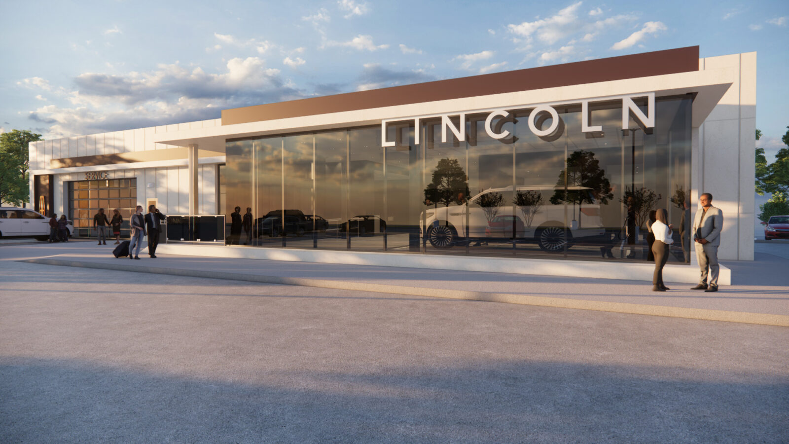 Lincoln Car Dealership Automotive Concept New Braunfels New Construction San Antonio Architect Commercial Build New Build Ground Up Project Management Auto Repair Shop New Cars Used Cars Auto Dealership