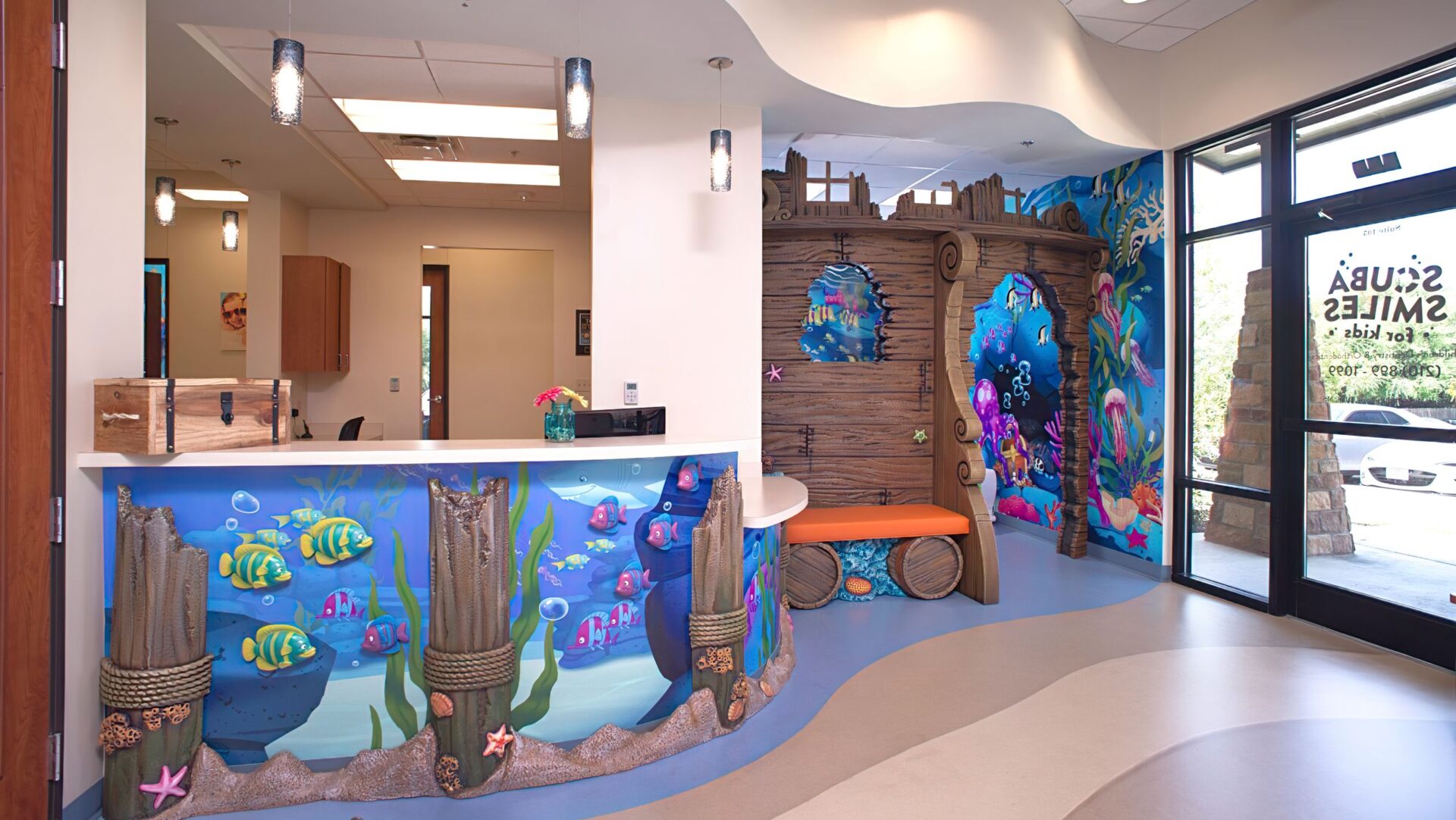 Scuba Smiles Pediatric Dentist Children's Dentist Medical Office San Antonio Architect Interior Design Kids Dentist Finish Out Creative Design